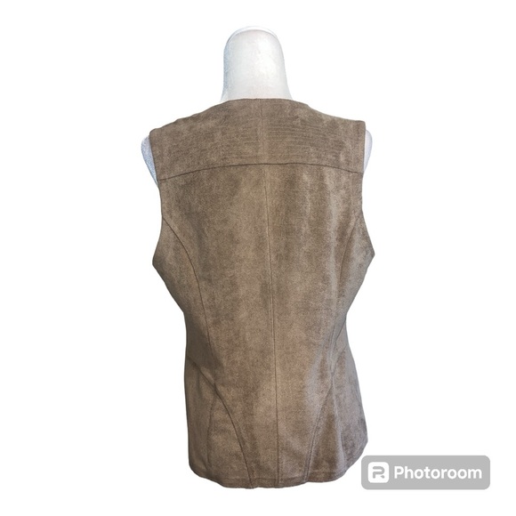 Allen B by Allen Schwartz Faux Suede Open Front Vest Sz L - Picture 3 of 5